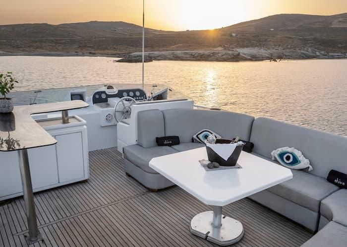 Athens yacht charter, Cyclades luxury yacht sundeck